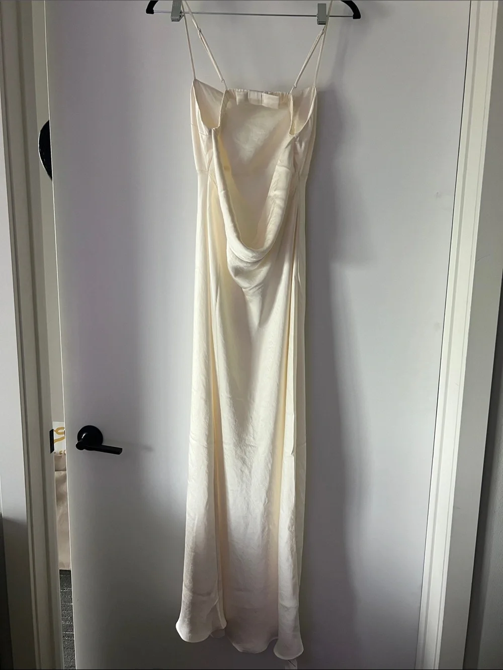 Ivory satin maxi dress